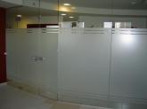 Glass partitions with pivot doors