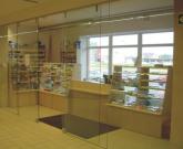 Glass partitions with sliding doors